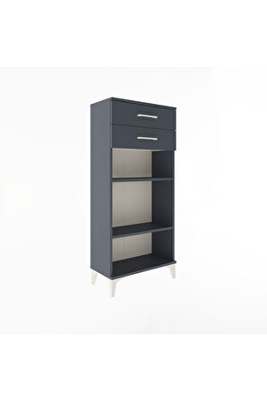 Arges Dolap 2 Raflı 2 Çekmeceli 60x30x134 Antrasit-Antrasit