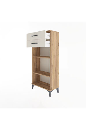 Arges Dolap 2 Raflı 2 Çekmeceli 60x30x134 Çam-Aytaşı