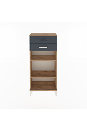 Arges Dolap 2 Raflı 2 Çekmeceli 60x30x134 Çam-Antrasit