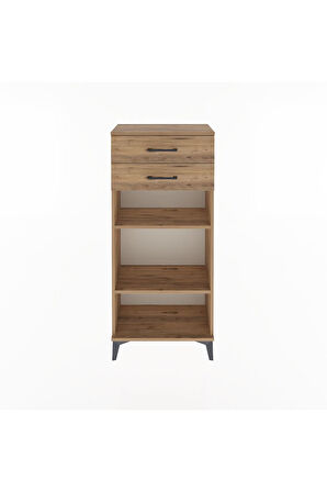 Arges Dolap 2 Raflı 2 Çekmeceli 60x30x134 Çam-Çam
