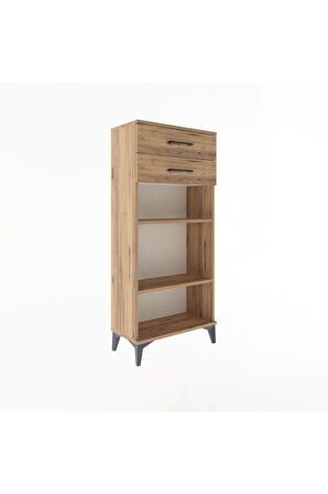 Arges Dolap 2 Raflı 2 Çekmeceli 60x30x134 Çam-Çam