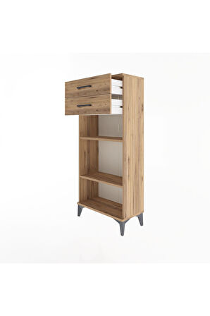 Arges Dolap 2 Raflı 2 Çekmeceli 60x30x134 Çam-Çam