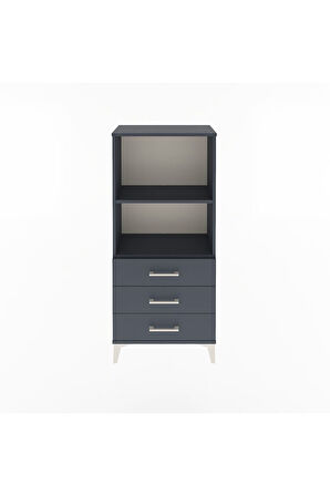 Arges Dolap 2 Raflı 3 Çekmeceli 60x30x134 Antrasit-Antrasit