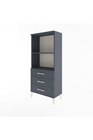 Arges Dolap 2 Raflı 3 Çekmeceli 60x30x134 Antrasit-Antrasit