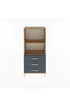 Arges Dolap 2 Raflı 3 Çekmeceli 60x30x134 Çam-Antrasit