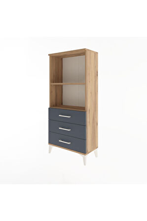 Arges Dolap 2 Raflı 3 Çekmeceli 60x30x134 Çam-Antrasit