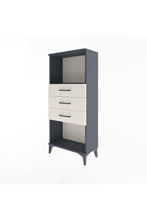 Arges Dolap Tek Raflı 3 Çekmeceli 60x30x134 Antrasit-Aytaşı