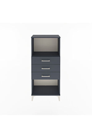Arges Dolap Tek Raflı 3 Çekmeceli 60x30x134 Antrasit-Antrasit