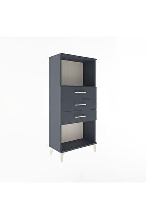 Arges Dolap Tek Raflı 3 Çekmeceli 60x30x134 Antrasit-Antrasit