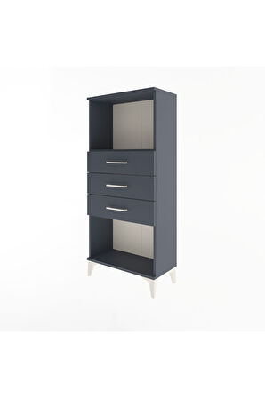 Arges Dolap Tek Raflı 3 Çekmeceli 60x30x134 Antrasit-Antrasit