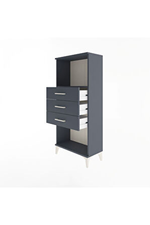 Arges Dolap Tek Raflı 3 Çekmeceli 60x30x134 Antrasit-Antrasit