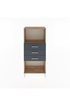 Arges Dolap Tek Raflı 3 Çekmeceli 60x30x134 Çam-Antrasit