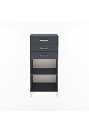 Arges Dolap Tek Raflı 3 Çekmeceli 60x30x134 Antrasit-Antrasit