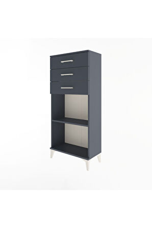 Arges Dolap Tek Raflı 3 Çekmeceli 60x30x134 Antrasit-Antrasit