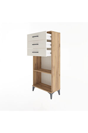 Arges Dolap Tek Raflı 3 Çekmeceli 60x30x134 Çam-Aytaşı