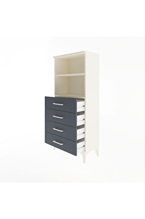 Arges Dolap 2 Raflı 4 Çekmeceli 60x30x134 Aytaşı-Antrasit
