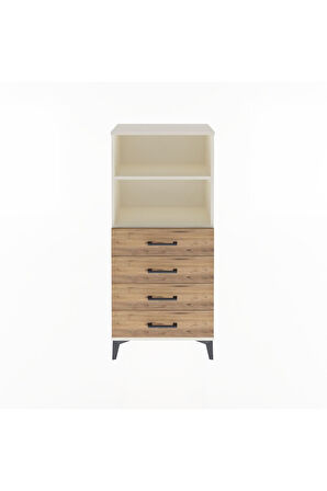 Arges Dolap 2 Raflı 4 Çekmeceli 60x30x134 Aytaşı-Çam