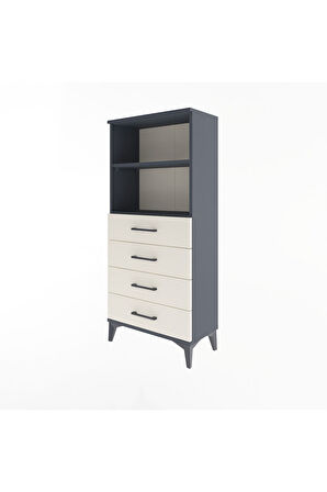 Arges Dolap 2 Raflı 4 Çekmeceli 60x30x134 Antrasit-Aytaşı