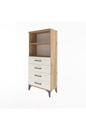 Arges Dolap 2 Raflı 4 Çekmeceli 60x30x134 Çam-Aytaşı
