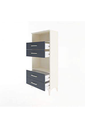 Arges Dolap 2 Raflı 4 Çekmeceli 60x30x134 Aytaşı-Antrasit