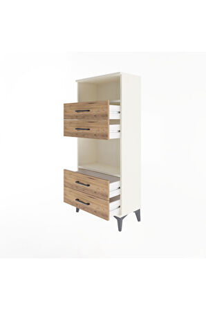 Arges Dolap 2 Raflı 4 Çekmeceli 60x30x134 Aytaşı-Çam