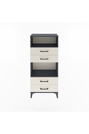Arges Dolap 2 Raflı 4 Çekmeceli 60x30x134 Antrasit-Aytaşı