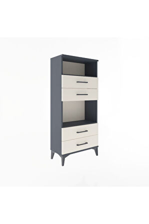 Arges Dolap 2 Raflı 4 Çekmeceli 60x30x134 Antrasit-Aytaşı