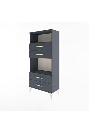 Arges Dolap 2 Raflı 4 Çekmeceli 60x30x134 Antrasit-Antrasit