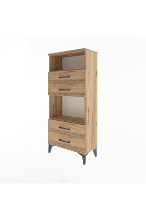 Arges Dolap 2 Raflı 4 Çekmeceli 60x30x134 Çam-Çam