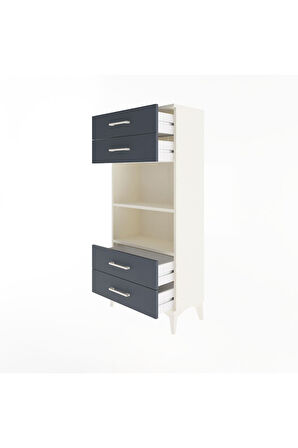 Arges Dolap 2 Raflı 4 Çekmeceli 60x30x134 Aytaşı-Antrasit