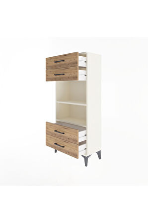 Arges Dolap 2 Raflı 4 Çekmeceli 60x30x134 Aytaşı-Çam