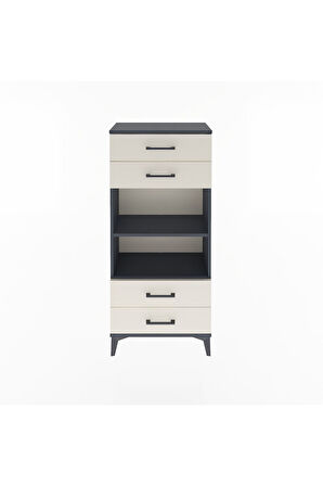 Arges Dolap 2 Raflı 4 Çekmeceli 60x30x134 Antrasit-Aytaşı