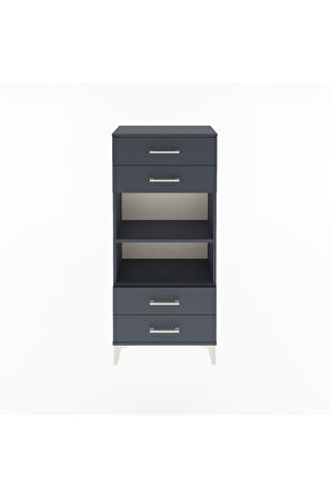 Arges Dolap 2 Raflı 4 Çekmeceli 60x30x134 Antrasit-Antrasit