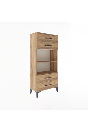 Arges Dolap 2 Raflı 4 Çekmeceli 60x30x134 Çam-Çam