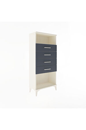 Arges Dolap Tek Raflı 4 Çekmeceli 60x30x134 Aytaşı-Antrasit