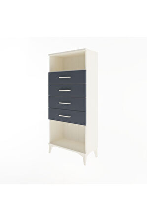 Arges Dolap Tek Raflı 4 Çekmeceli 60x30x134 Aytaşı-Antrasit