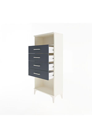 Arges Dolap Tek Raflı 4 Çekmeceli 60x30x134 Aytaşı-Antrasit