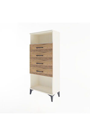 Arges Dolap Tek Raflı 4 Çekmeceli 60x30x134 Aytaşı-Çam