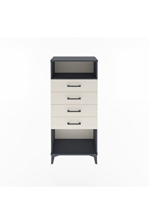 Arges Dolap Tek Raflı 4 Çekmeceli 60x30x134 Antrasit-Aytaşı