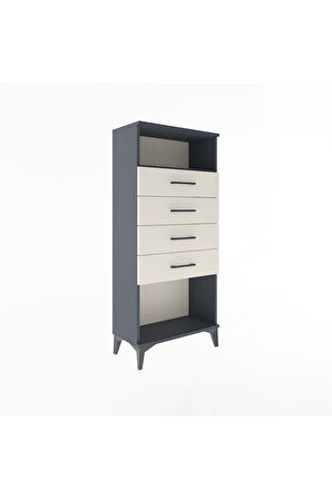 Arges Dolap Tek Raflı 4 Çekmeceli 60x30x134 Antrasit-Aytaşı