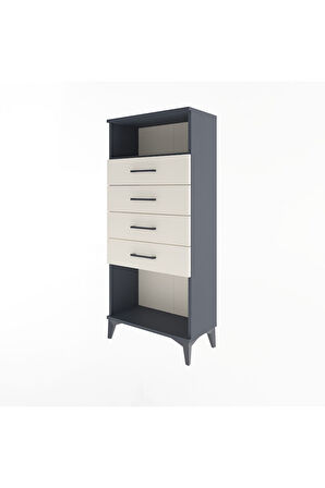 Arges Dolap Tek Raflı 4 Çekmeceli 60x30x134 Antrasit-Aytaşı