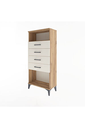 Arges Dolap Tek Raflı 4 Çekmeceli 60x30x134 Çam-Aytaşı