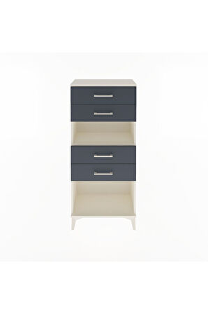 Arges Dolap Tek Raflı 4 Çekmeceli 60x30x134 Aytaşı-Antrasit
