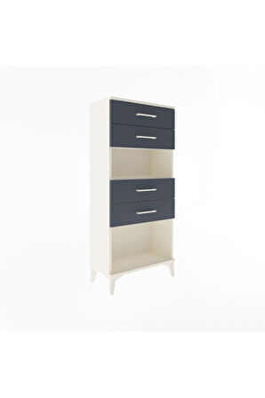 Arges Dolap Tek Raflı 4 Çekmeceli 60x30x134 Aytaşı-Antrasit