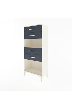 Arges Dolap Tek Raflı 4 Çekmeceli 60x30x134 Aytaşı-Antrasit