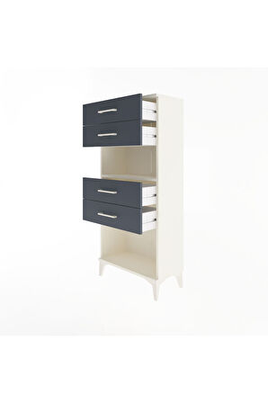 Arges Dolap Tek Raflı 4 Çekmeceli 60x30x134 Aytaşı-Antrasit