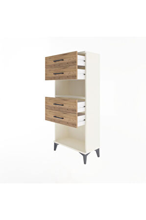 Arges Dolap Tek Raflı 4 Çekmeceli 60x30x134 Aytaşı-Çam
