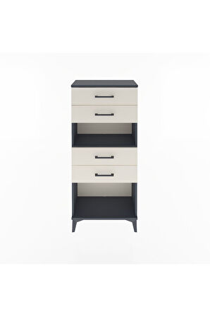 Arges Dolap Tek Raflı 4 Çekmeceli 60x30x134 Antrasit-Aytaşı