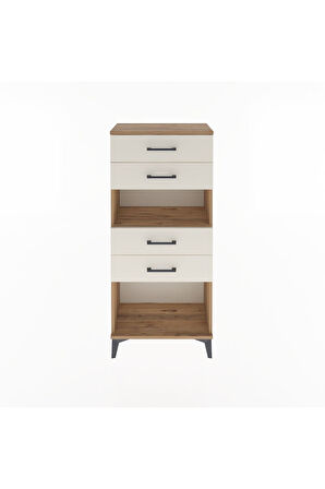 Arges Dolap Tek Raflı 4 Çekmeceli 60x30x134 Çam-Aytaşı