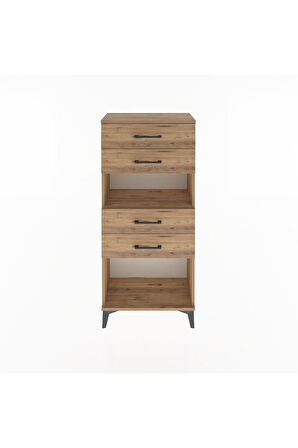 Arges Dolap Tek Raflı 4 Çekmeceli 60x30x134 Çam-Çam
